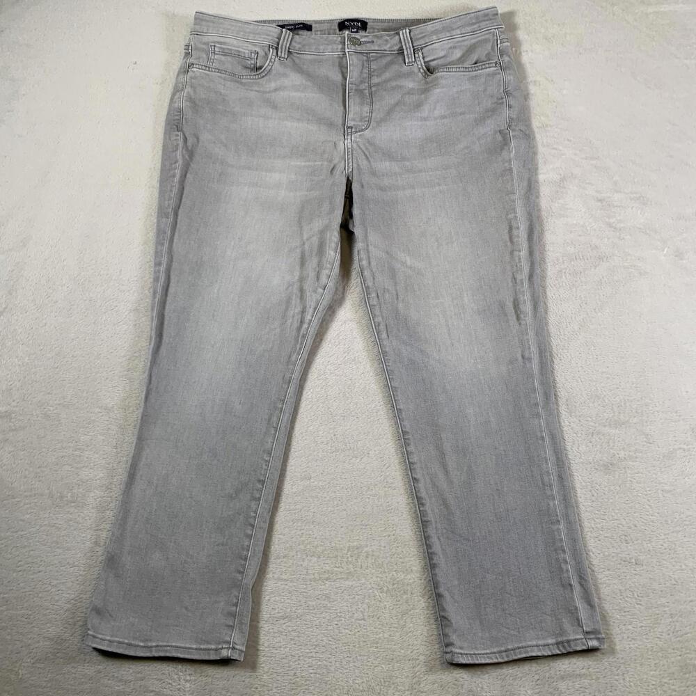NYDJ Jeans Womens 14 Petite Gray Sheri Slim Lift Tuck Stretch Denim Pants